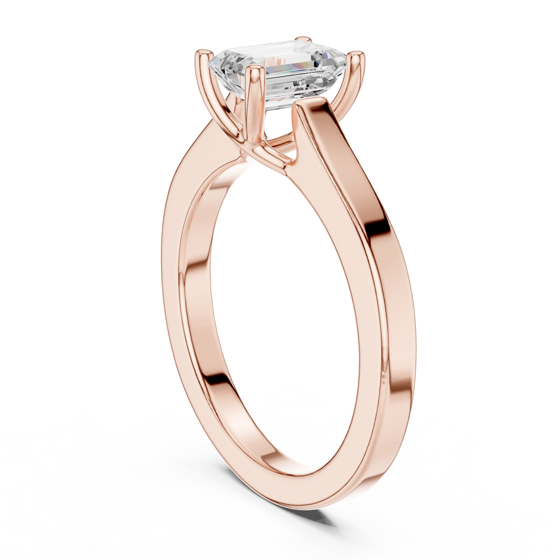 DDLR-1070 - Solitaire Emerald Ring - White Gold