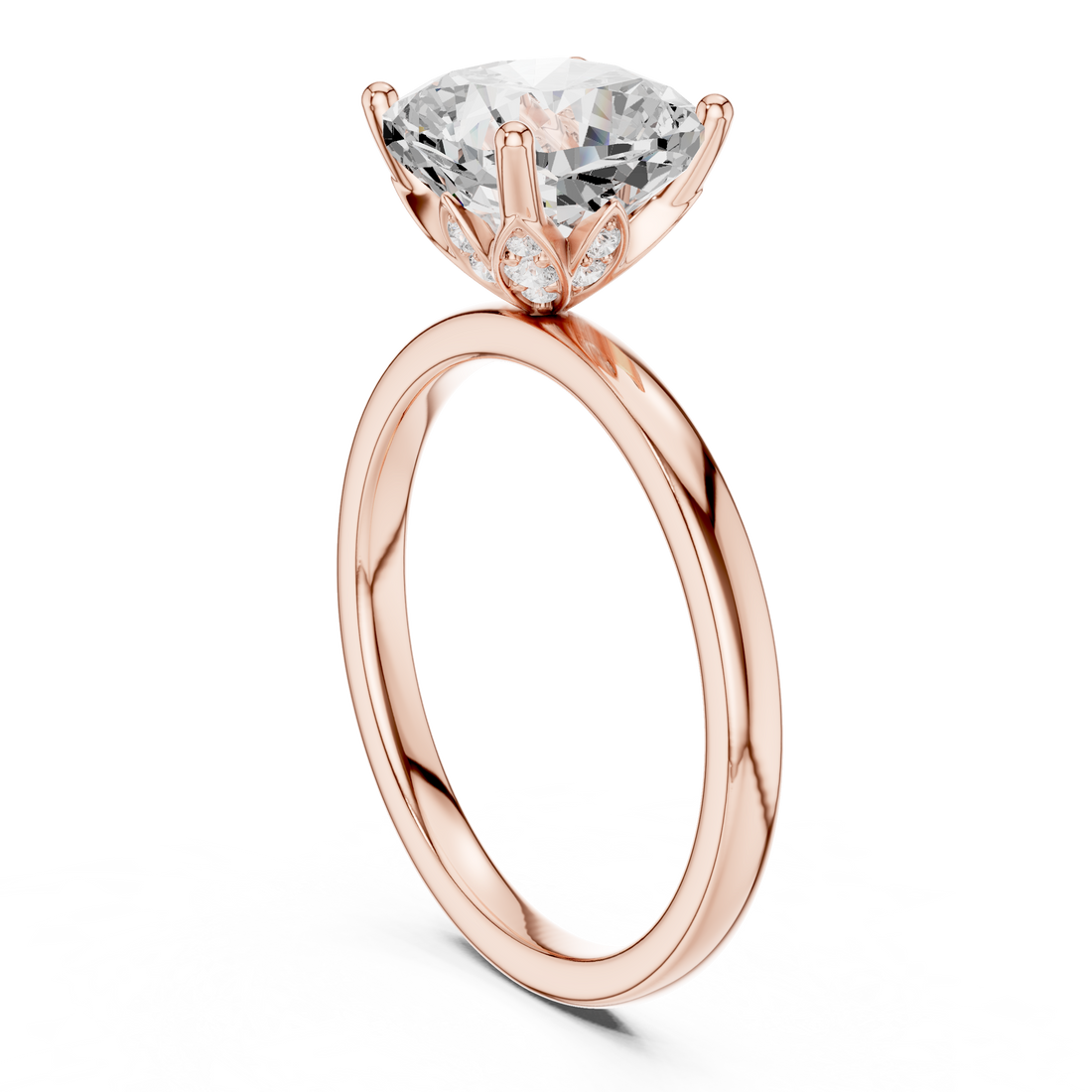 DDLR-170-CU - Solitaire Cushion Ring - White Gold
