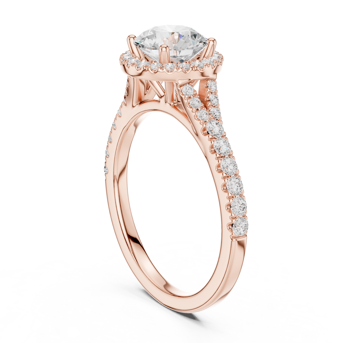 DDLR-043-RD - Halo Round Ring - White Gold