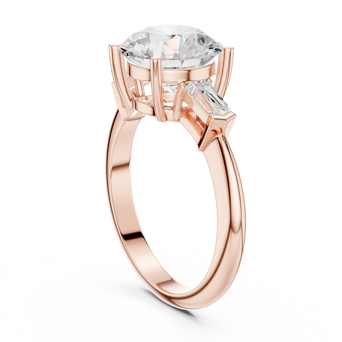 67 RND - Three Stone Round Ring - White Gold
