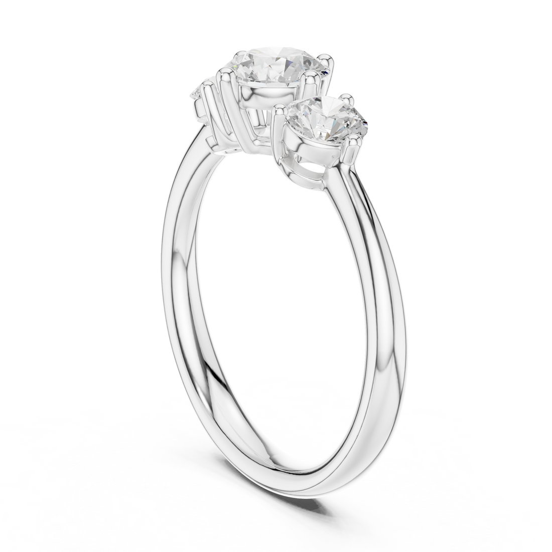 DDLR-653 - Three Stone Round Ring - White Gold