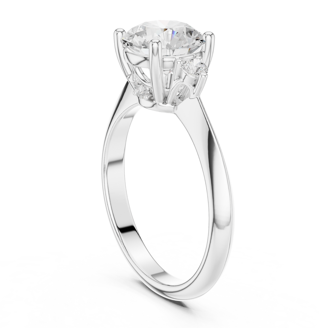 DDLR-278 - Three Stone Round Ring - White Gold