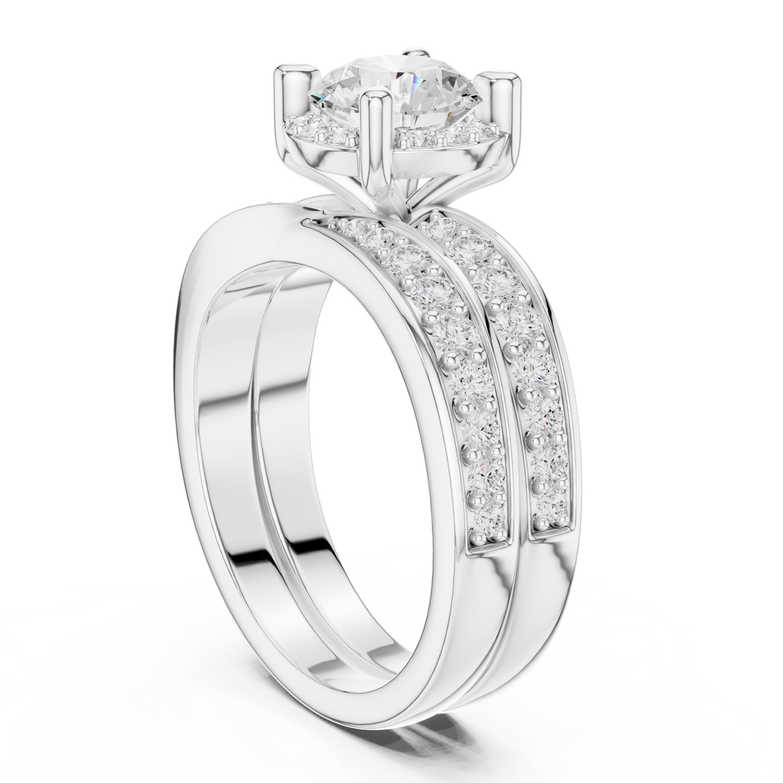 DDLR-294 - Halo Round Ring - White Gold