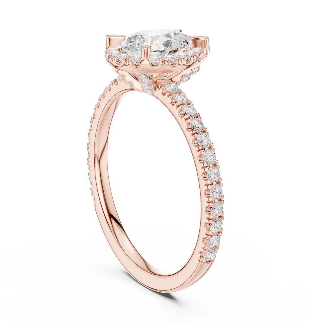 DDLR-445 - Halo Pear Ring - White Gold