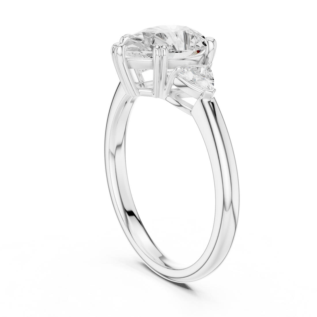 DDLR-033-PE - Three Stone Pear Ring - White Gold