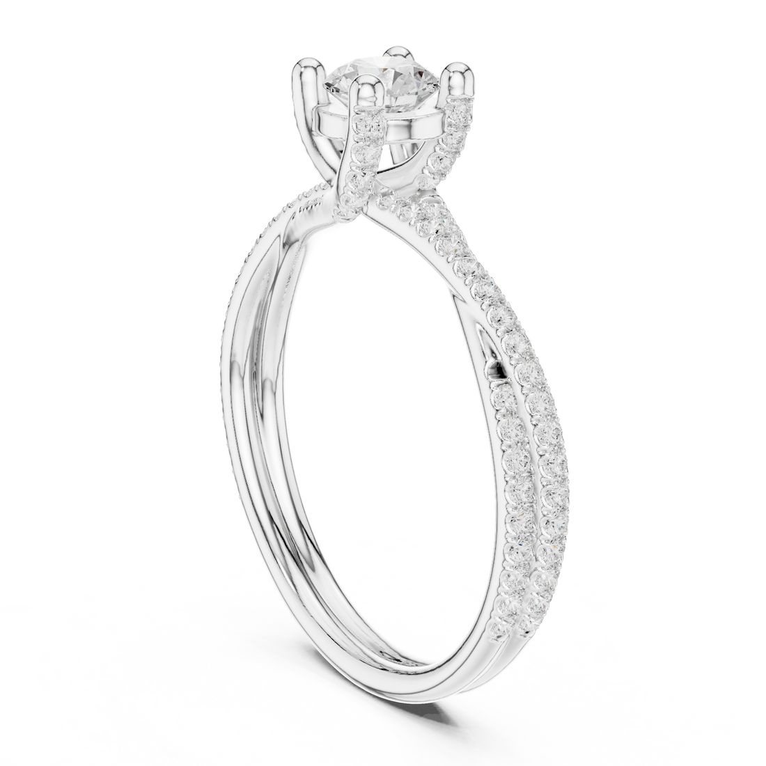 LR-0346 - Solitaire Round Ring - White Gold
