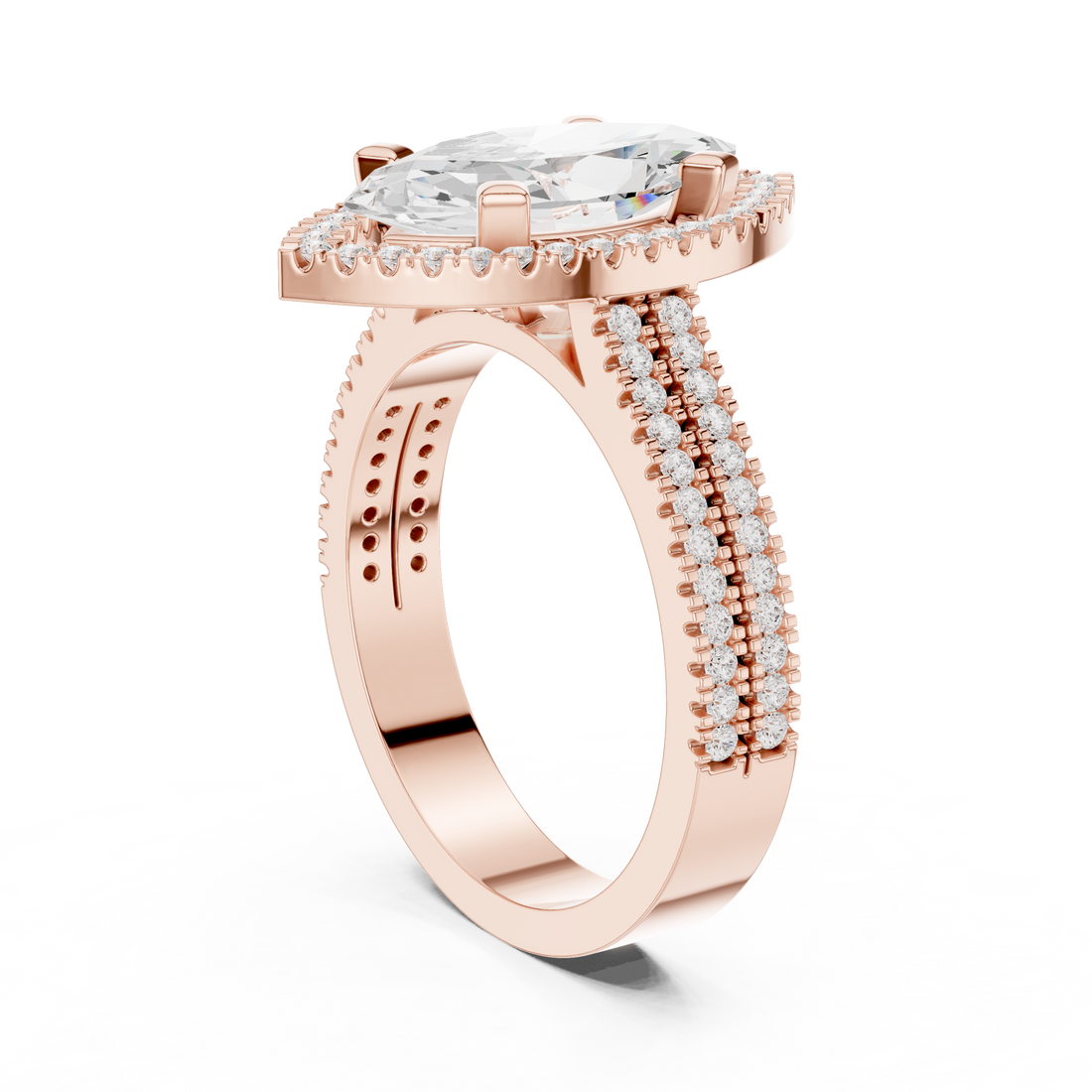 DDLR-341 MQ - Halo Marquise Ring - White Gold