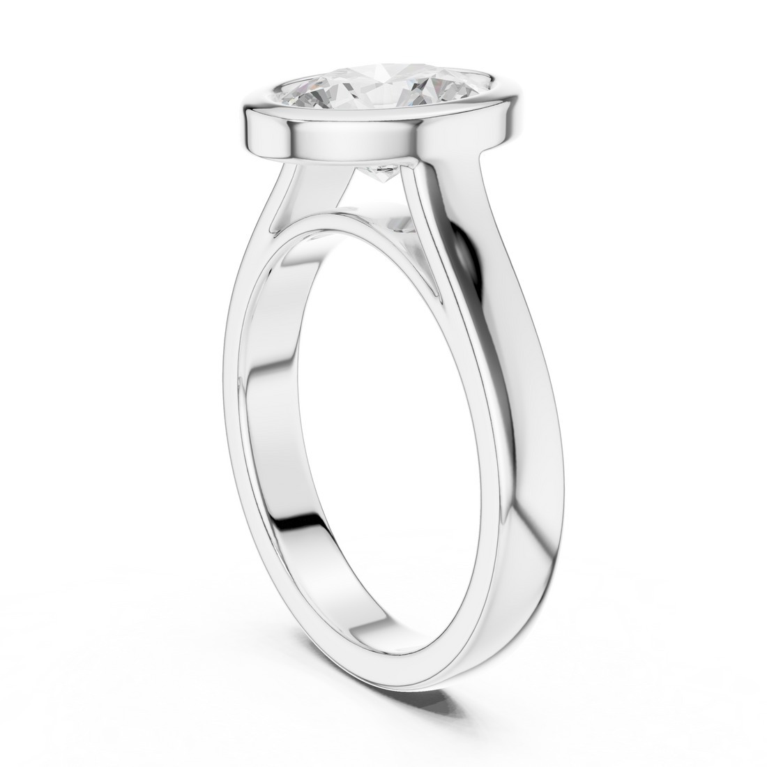 DDLR-092-OV - Solitaire Oval Ring - White Gold