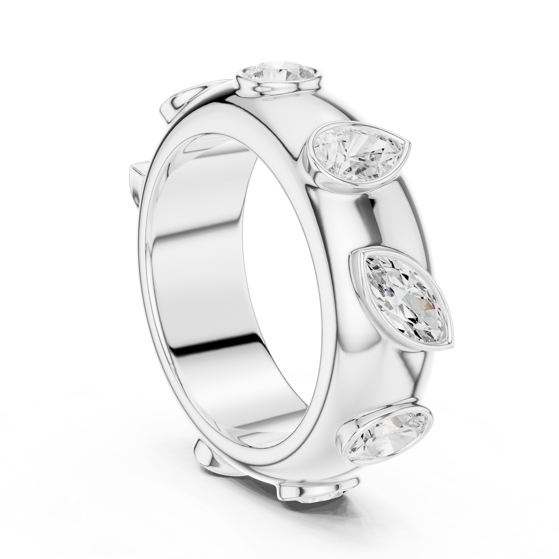 SBWR(52) - Fashion Round Ring - White Gold