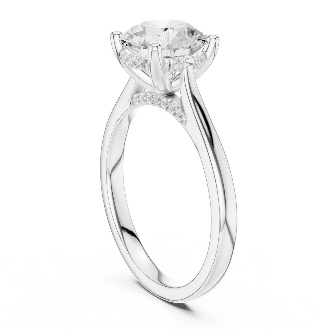 DDLR-991 - Solitaire Round Ring - White Gold