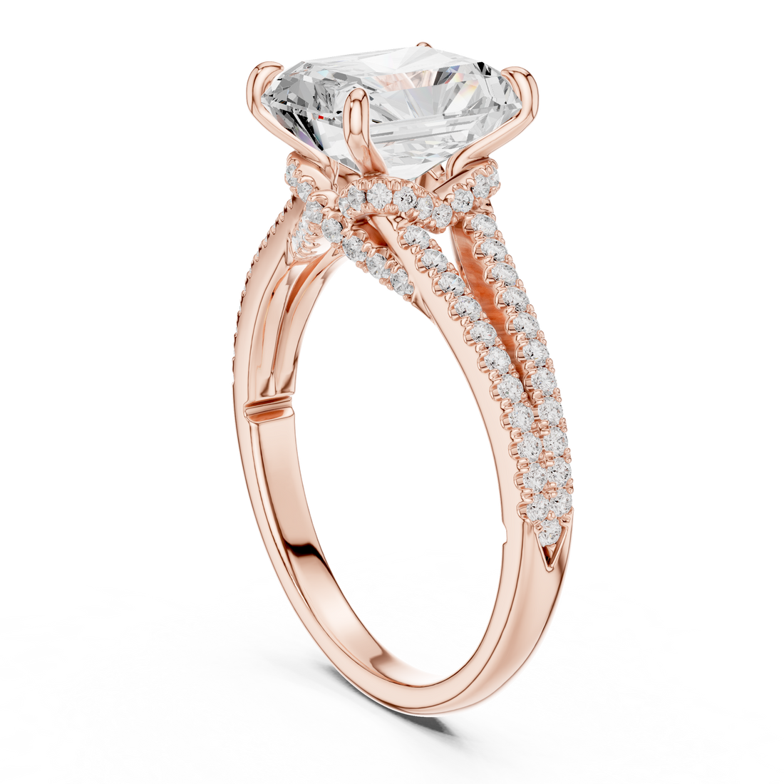 DDLR-252 - Split Shank Radiant Ring - White Gold