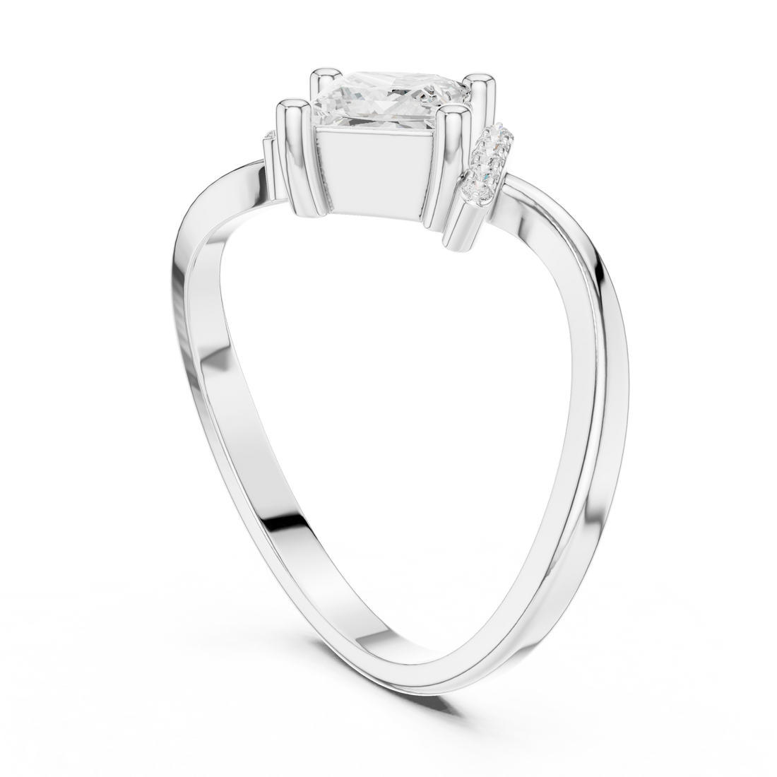DDLR-507 - Solitaire Princess Ring - White Gold
