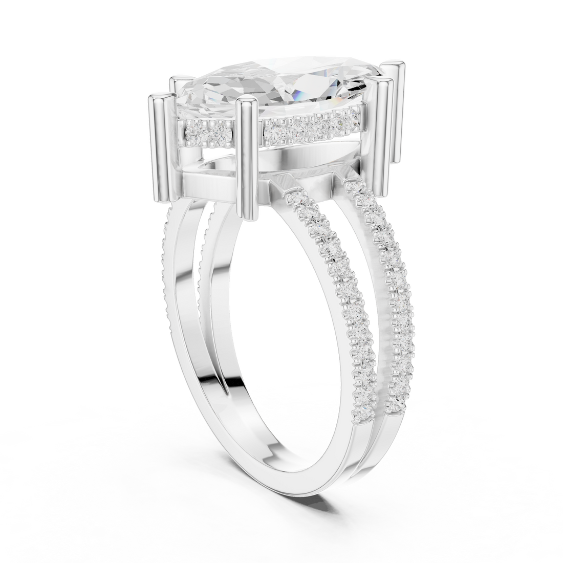 13 MQ - Split Shank Marquise Ring - White Gold