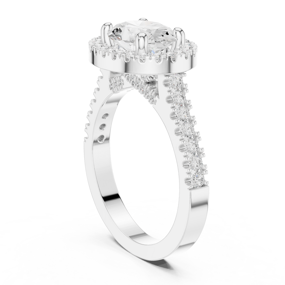 DDLR-322 - Halo Oval Ring - White Gold
