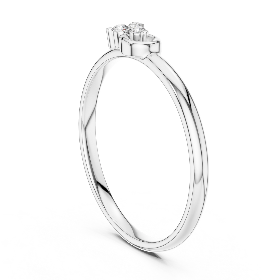 1 (395) - Fashion Round Ring - White Gold
