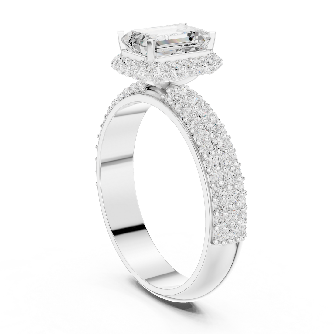 DDLR-1072 - Halo Emerald Ring - White Gold