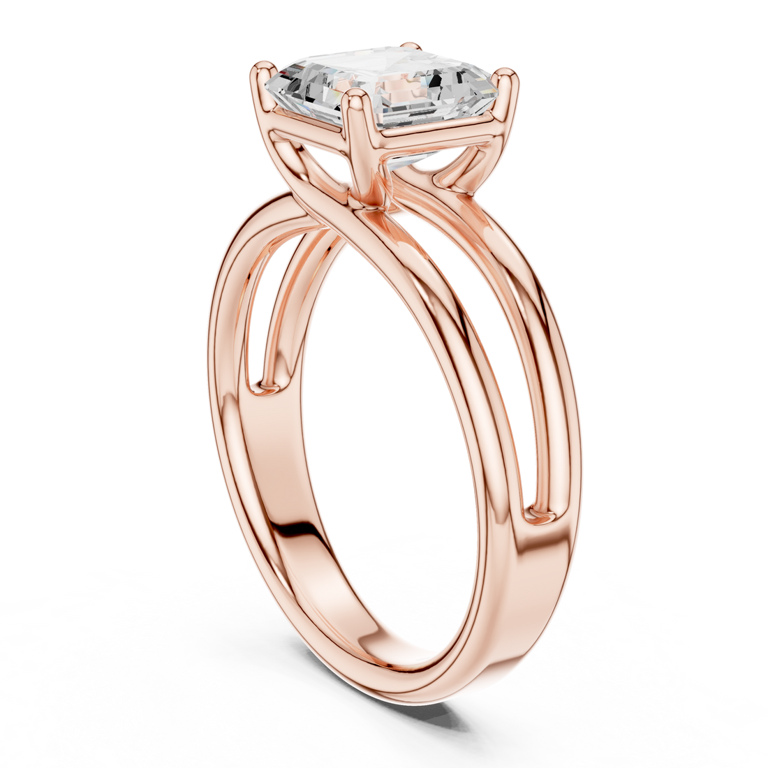 9 AC - Solitaire Asscher Ring - White Gold