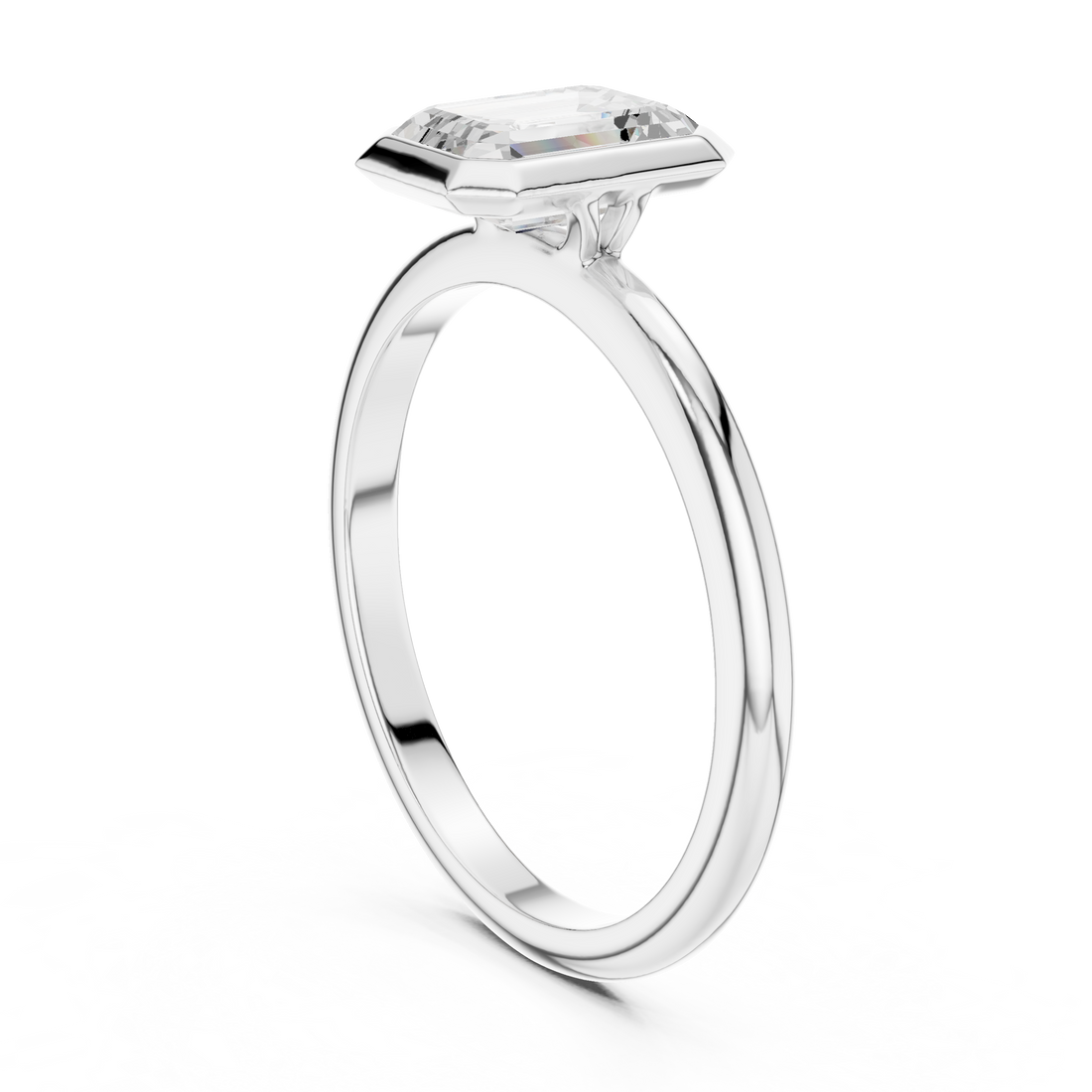 DDLR-1075 - Solitaire Emerald Ring - White Gold