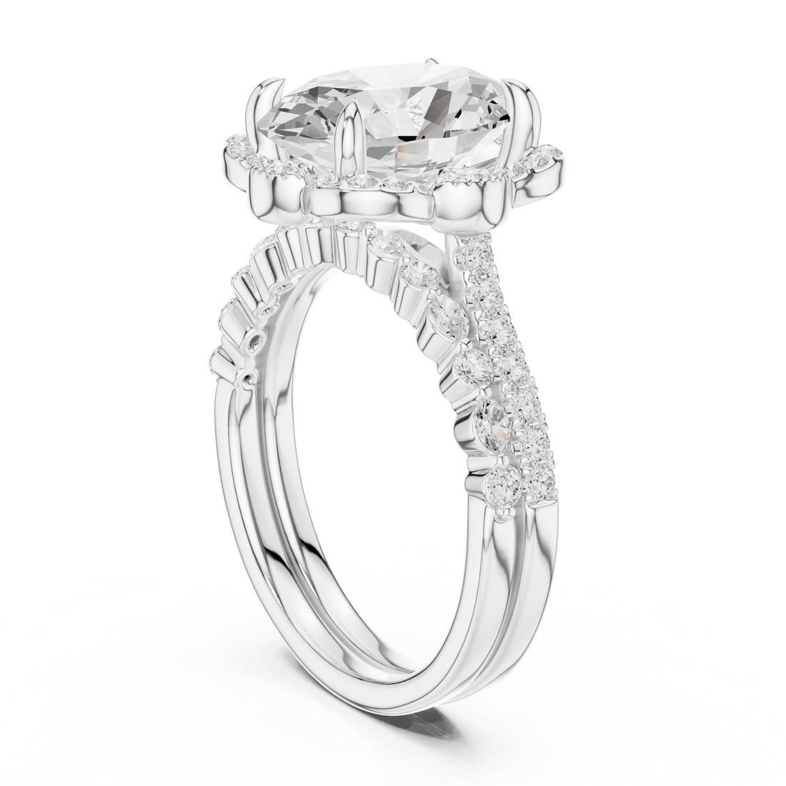 DDLR-442 -OV - Fashion Oval Ring - White Gold