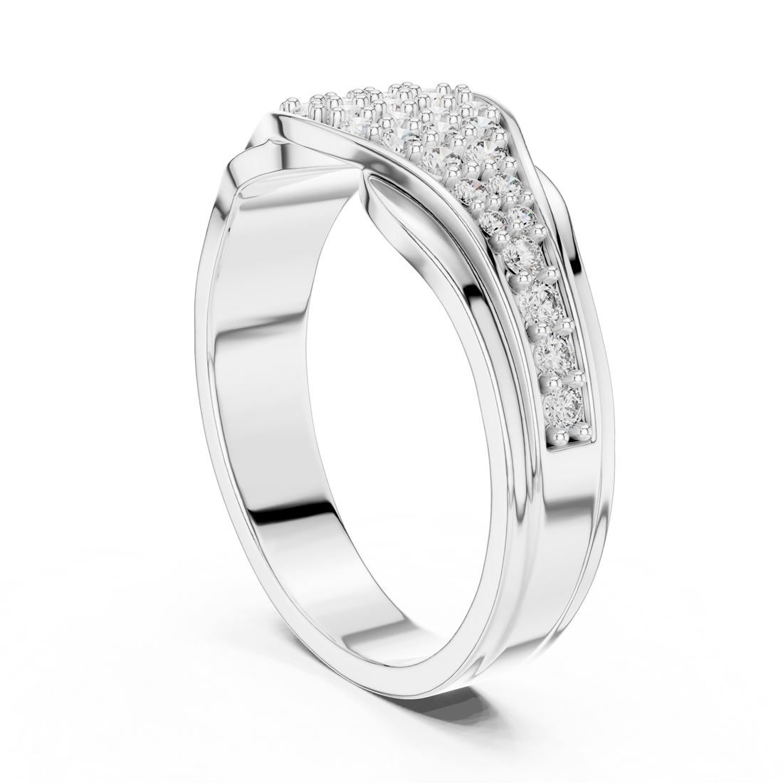 1244 - Fashion Round Ring - White Gold
