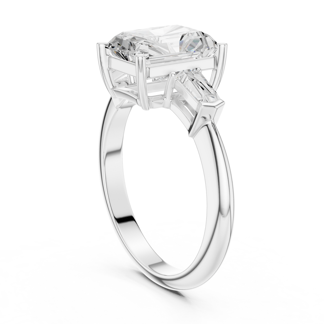 67 RA - Three Stone Radiant Ring - White Gold
