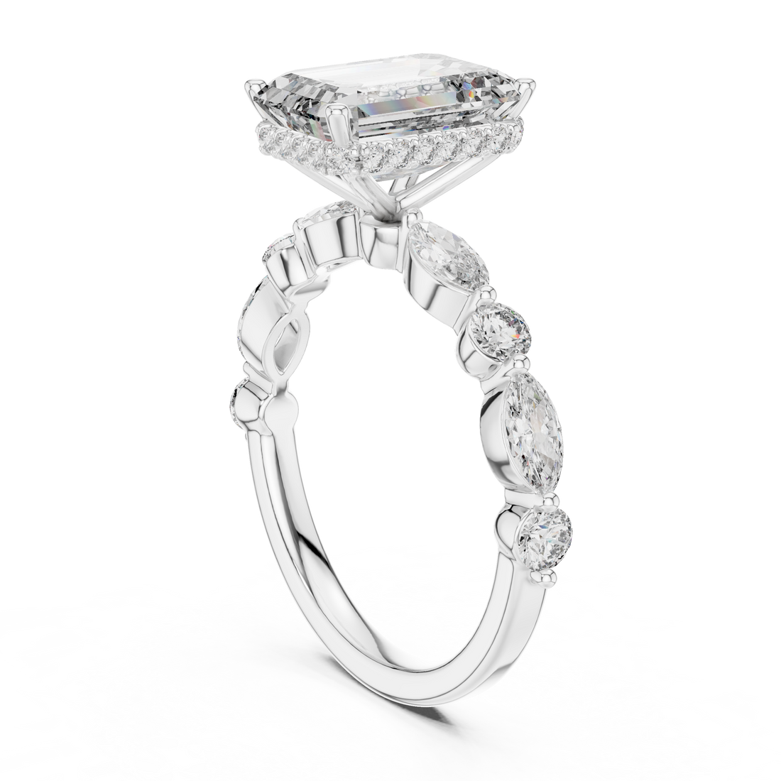 9#10014L_04 - Solitaire Emerald Ring - White Gold