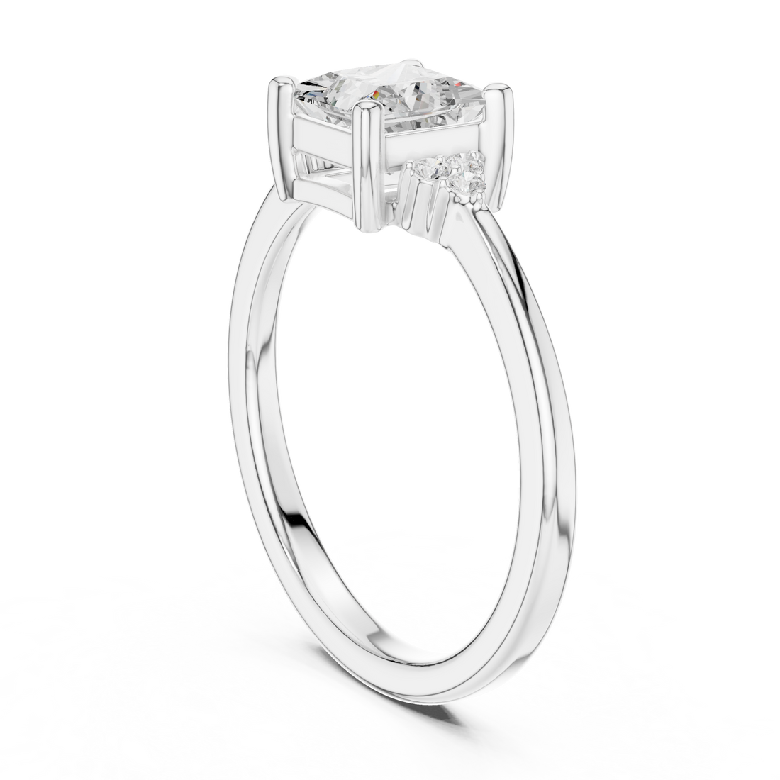 DDLR-502 - Solitaire Princess Ring - White Gold