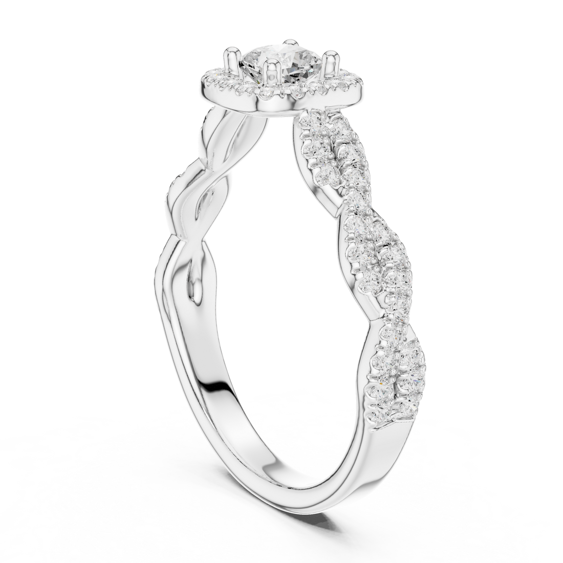 LR-0277 - Solitaire Cushion Ring - White Gold