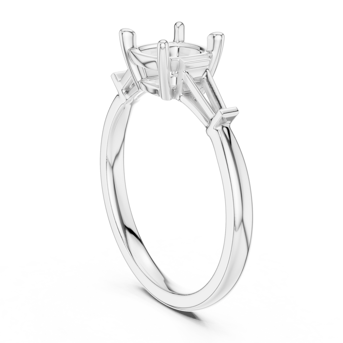 DDLR-117-CU - Three Stone Cushion Ring - White Gold