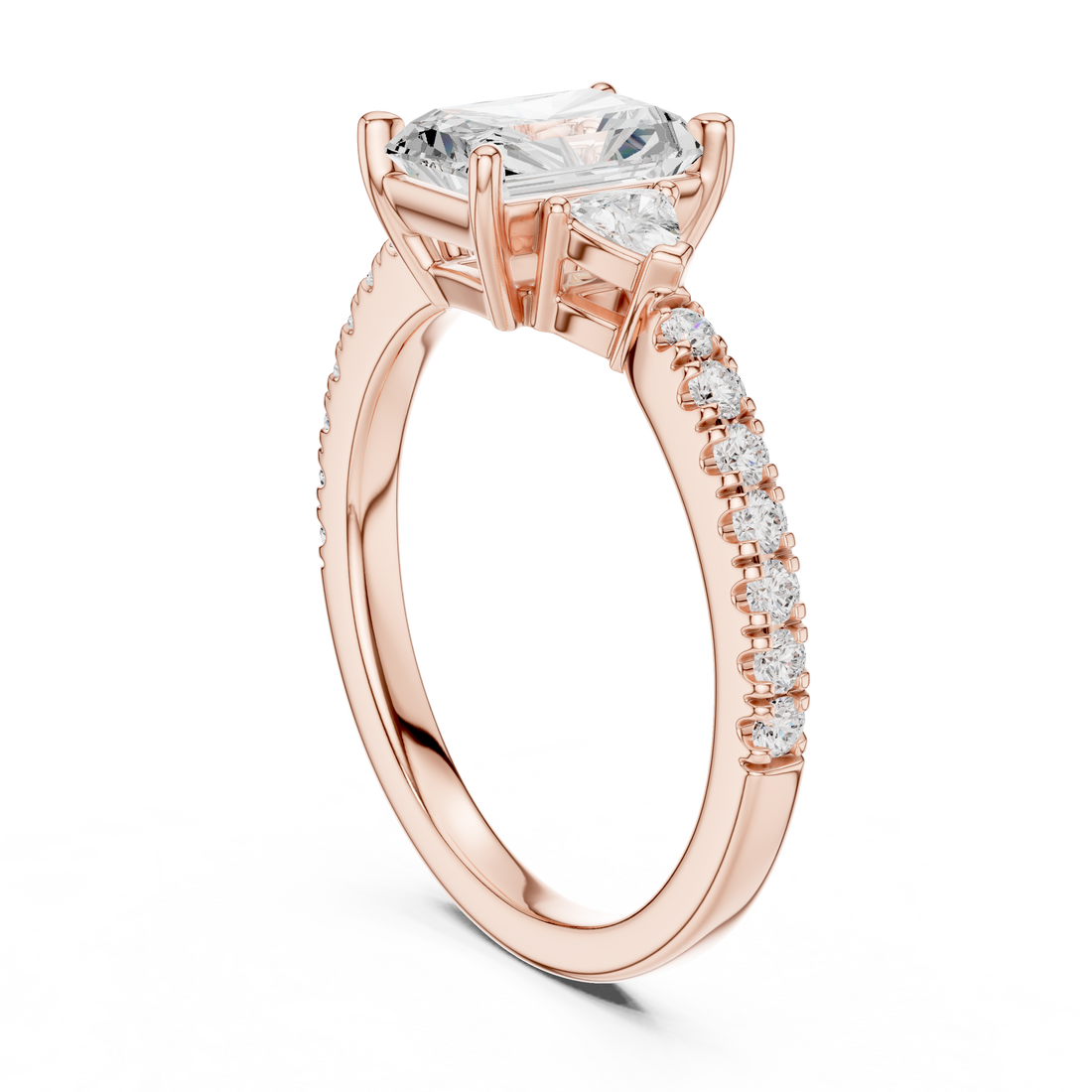 DDLR-862 - Three Stone Radiant Ring - White Gold