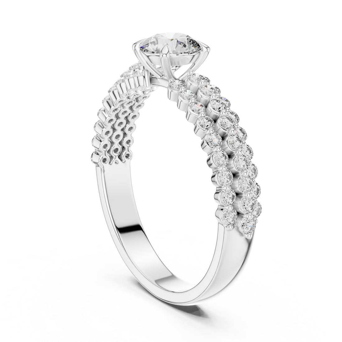 DDLR-005 - Solitaire Round Ring - White Gold