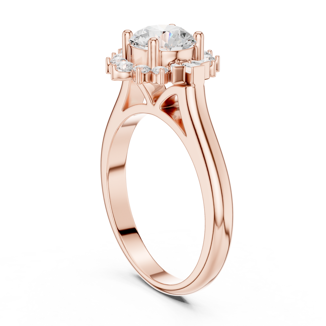 DDLR-334 - Halo Round Ring - White Gold