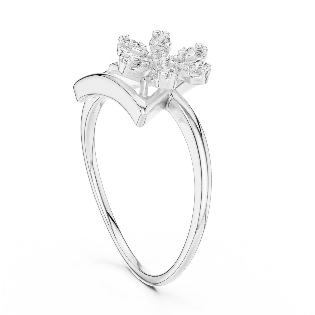 12#10044@L - Fashion Round Ring - White Gold
