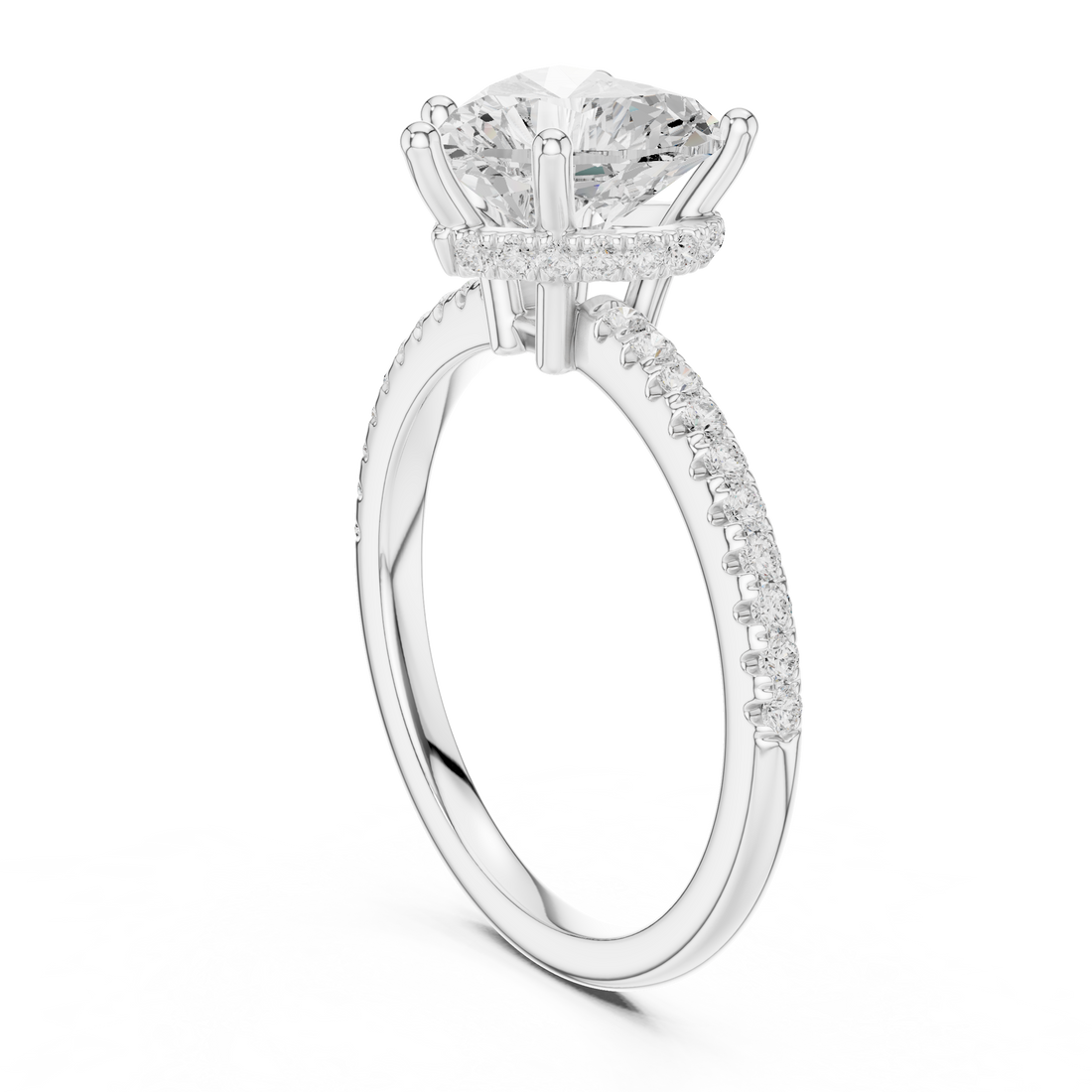 DDLR-177 - HR - Solitaire Heart Ring - White Gold