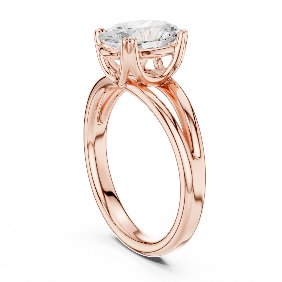 DDLR-094-OV - Split Shank Oval Ring - White Gold