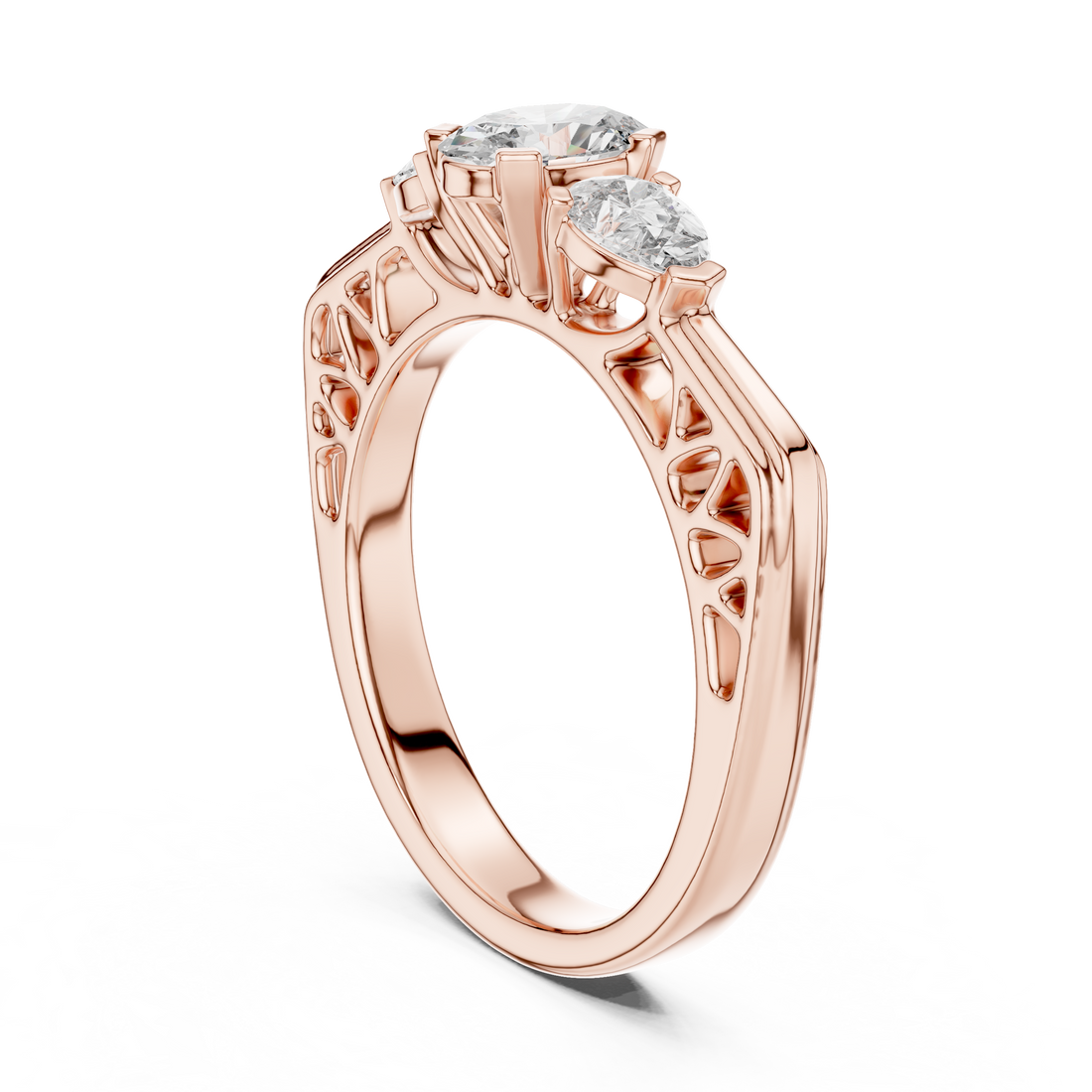 LR-0031 - Three Stone Oval Ring - White Gold