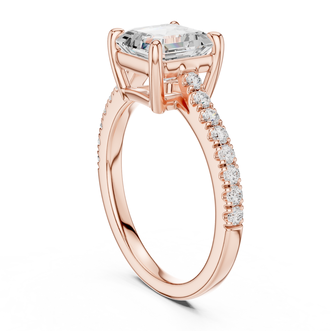 DDLR-039-AC - Solitaire Asscher Ring - White Gold
