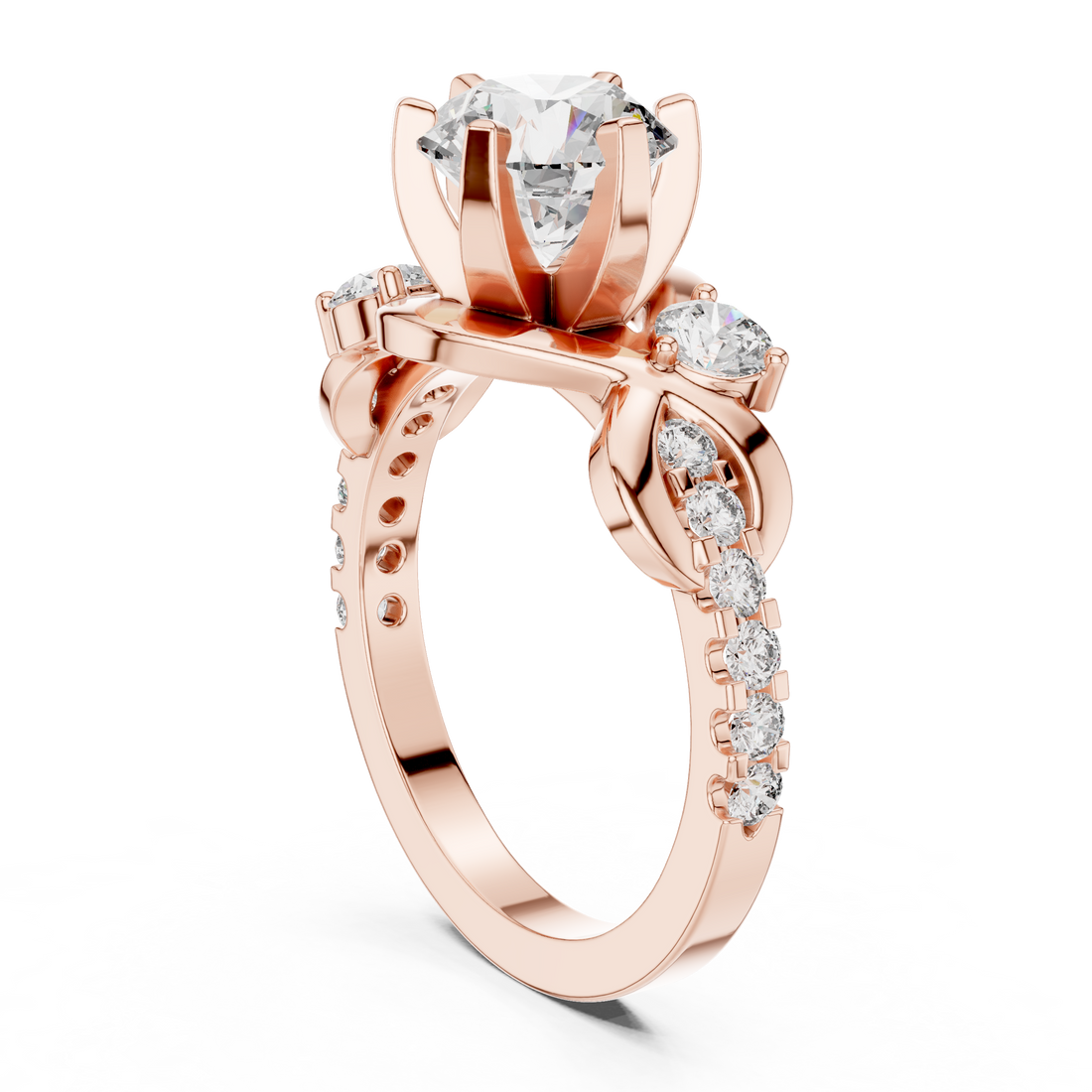 DDLR-188 - Three Stone Round Ring - White Gold