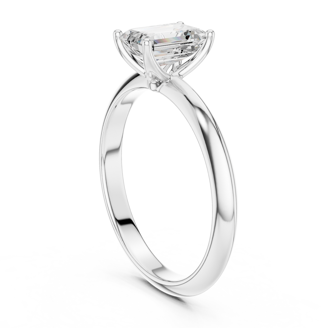 DDLR-146-EM - Solitaire Emerald Ring - White Gold