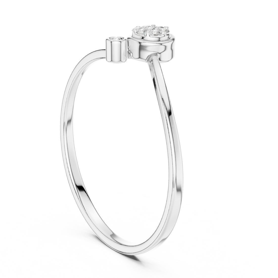 1 (173) - Fashion Round Ring - White Gold