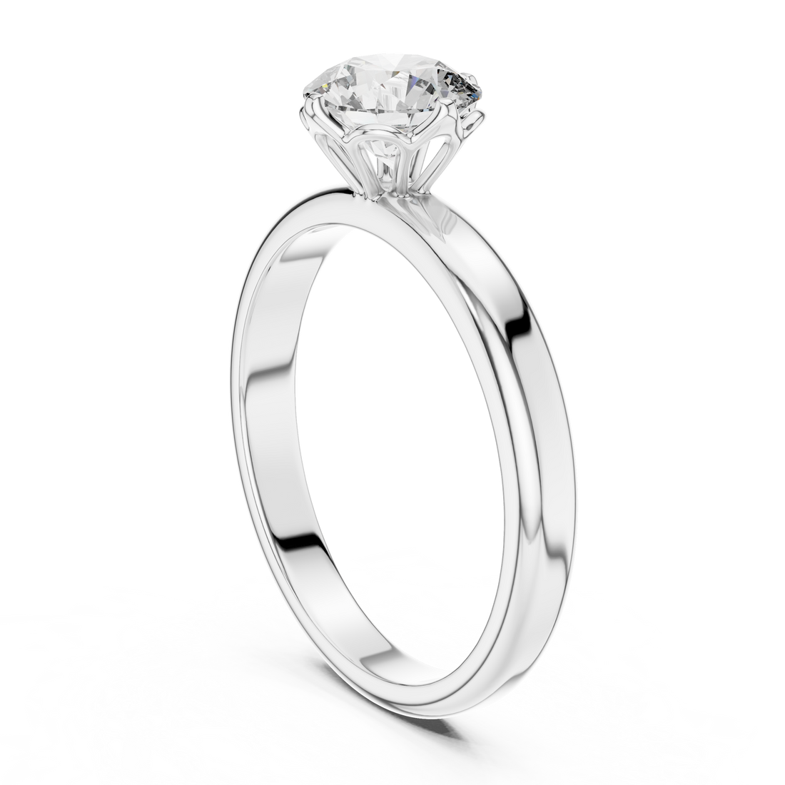 LR-0007 - Solitaire Round Ring - White Gold