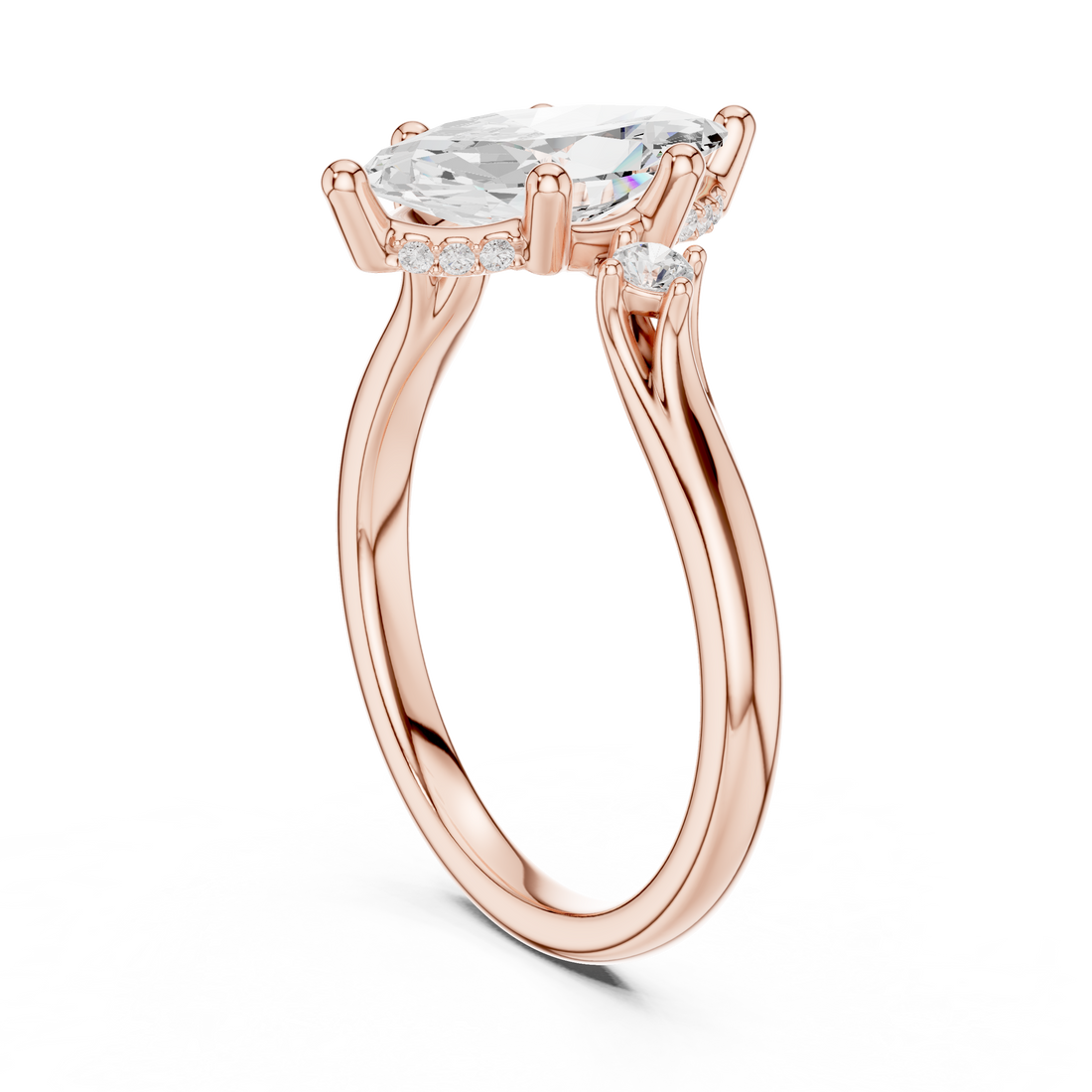 DDLR-164-MQ - Three Stone Marquise Ring - White Gold