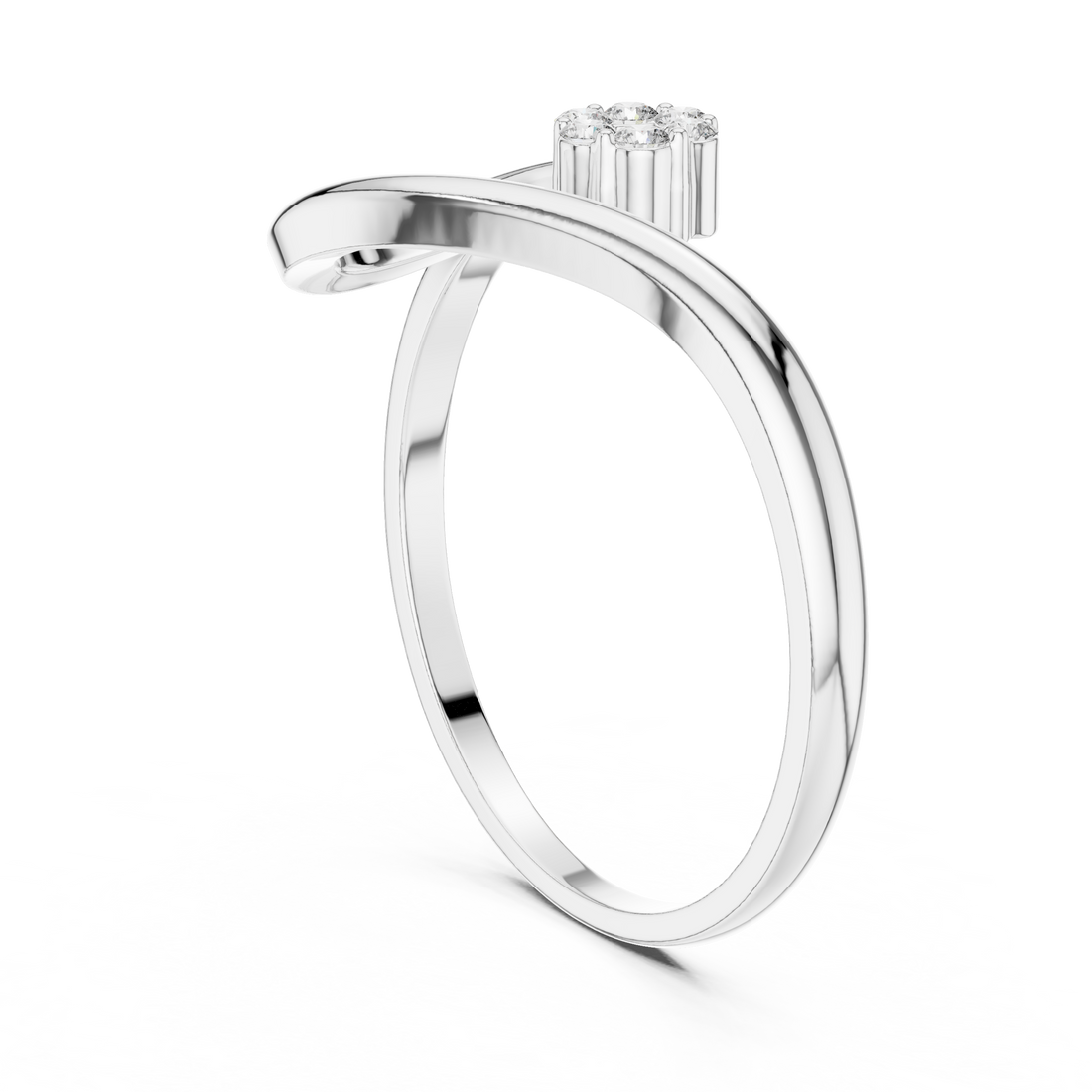 1 (184) - Fashion Round Ring - White Gold