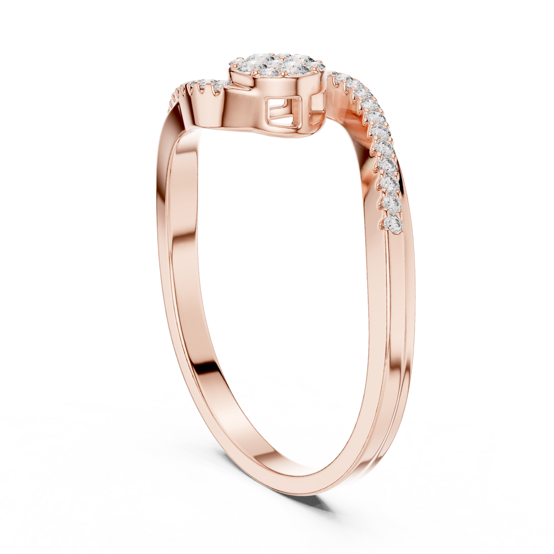 1 (191) - Fashion Round Ring - White Gold