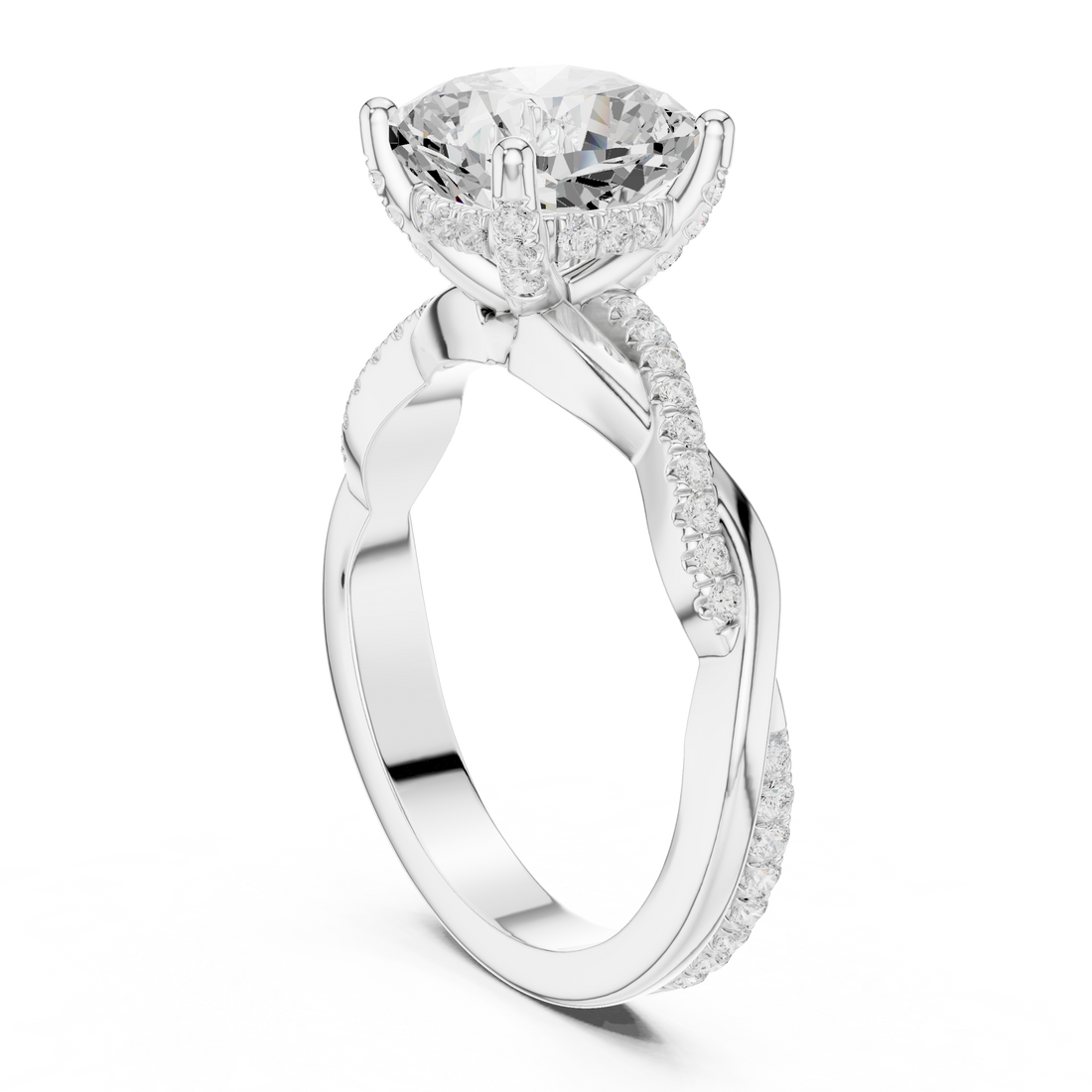 DDLR-160-CU - Solitaire Cushion Ring - White Gold