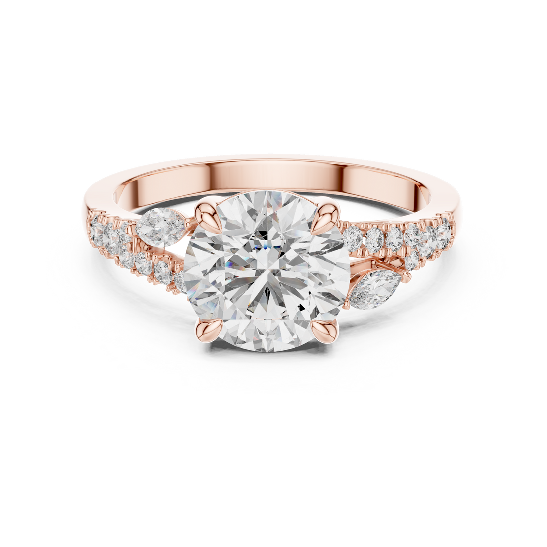 Three Stone Ring - Round | DDLR-015 - Rose Gold
