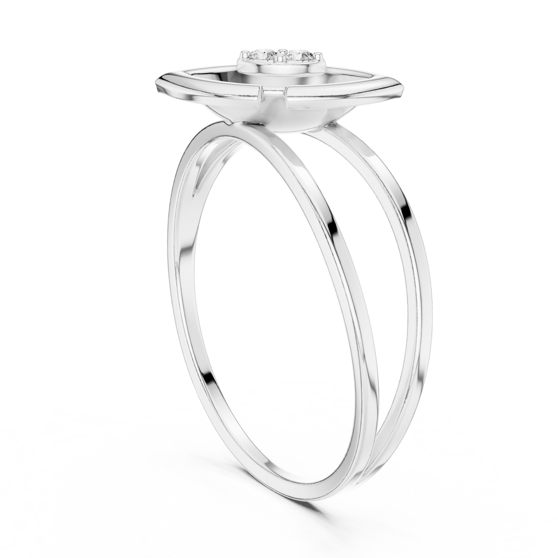 1 (216) - Fashion Round Ring - White Gold