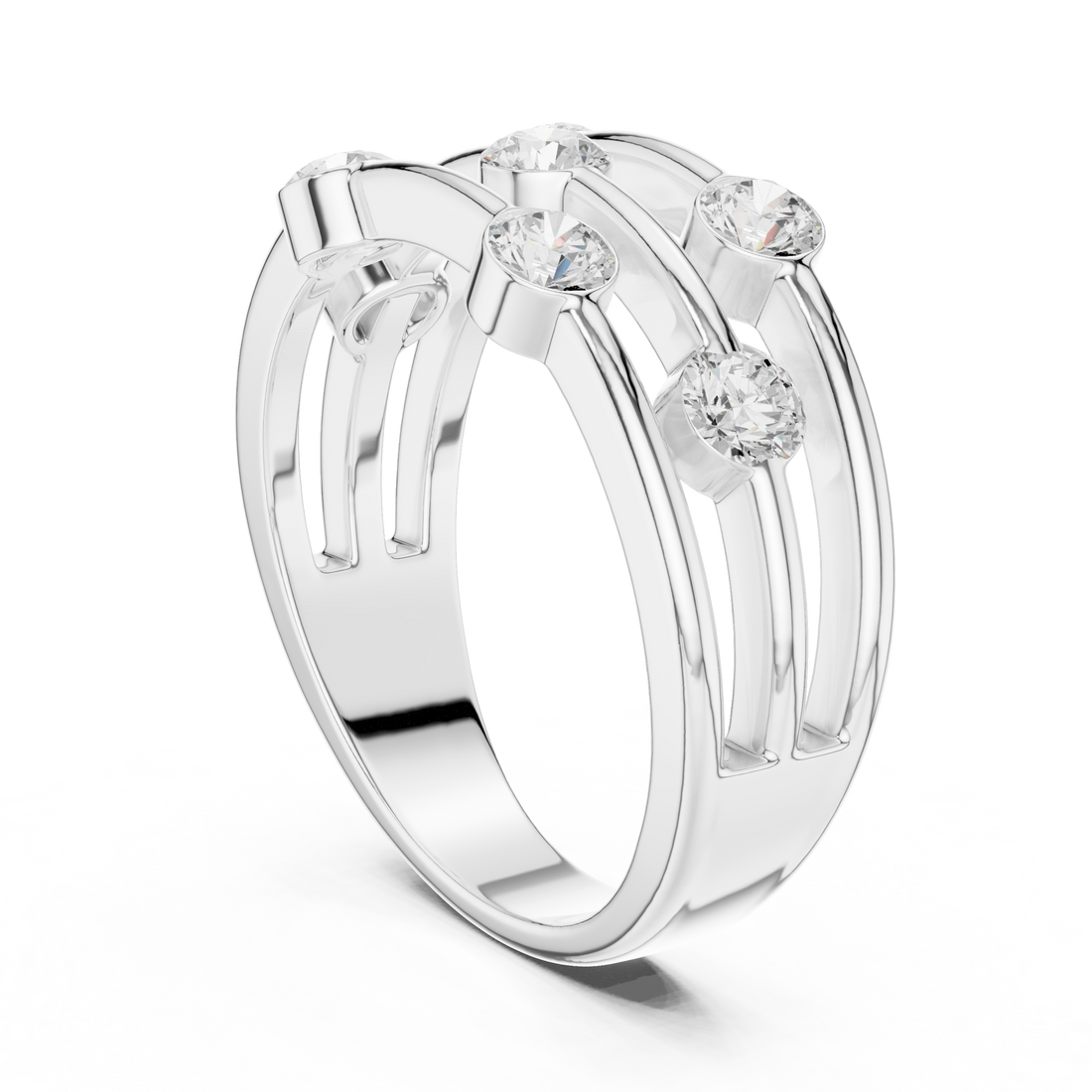 DDLR-464 - Fashion Round Ring - White Gold
