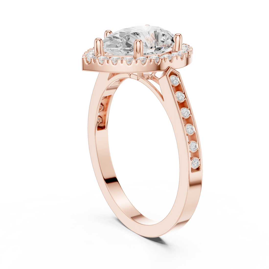 DDLR-349 PE - Halo Pear Ring - White Gold