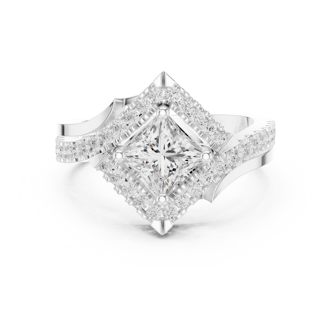 Halo Ring - Princess | DDLR-321 - Rose Gold